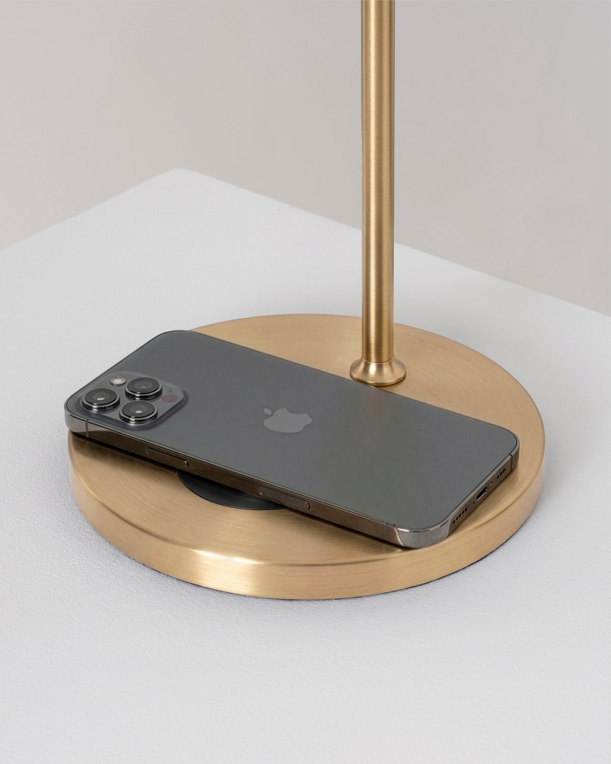 Glowmere Leaf Swing Arm Table Lamp with Wireless Charger in brass