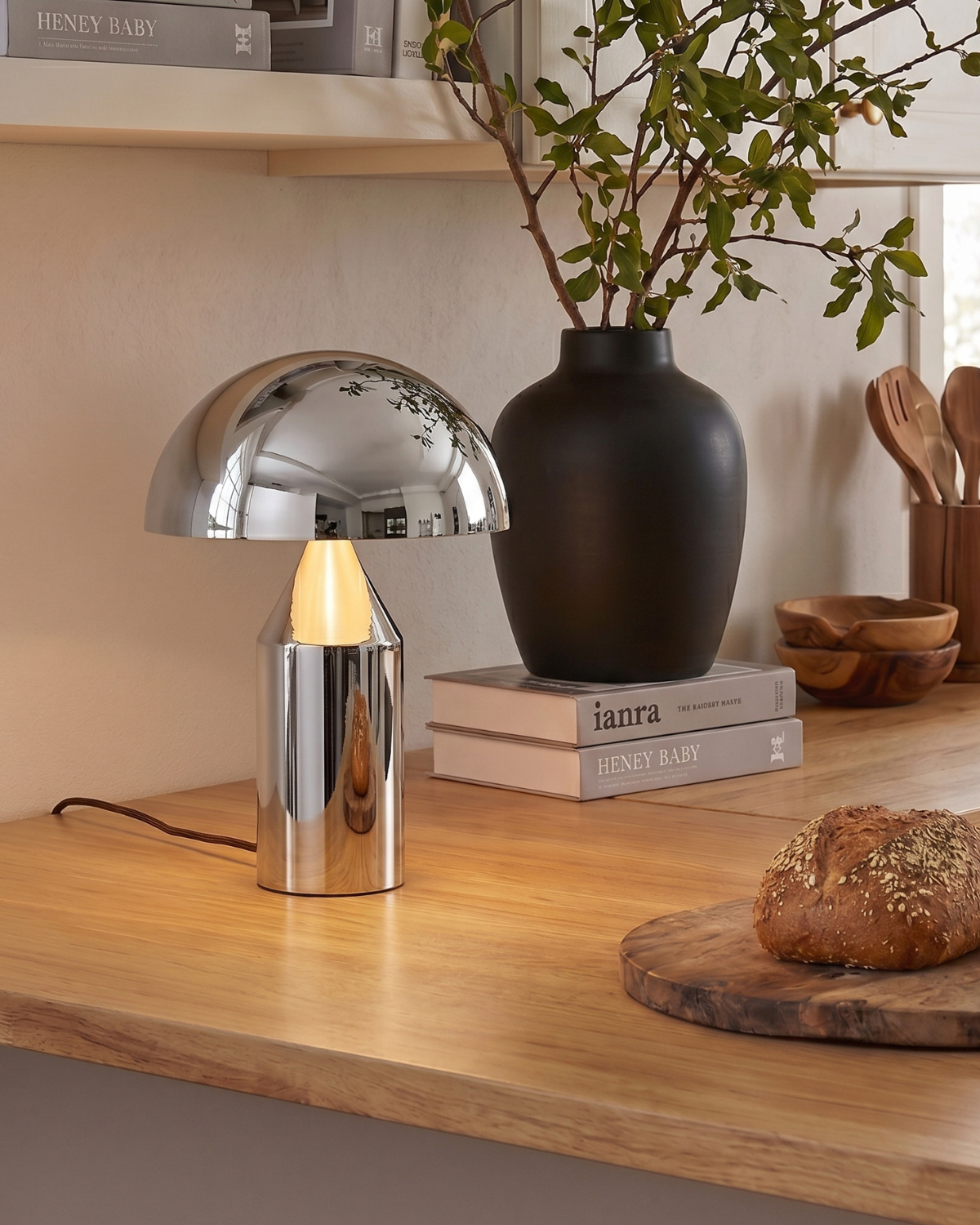Glowmere Venus Geometric Downlight Table Lamp in chrome
