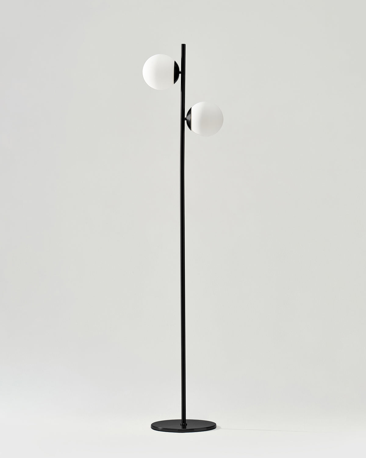 Glowmere Sphere Two Globe Frosted Glass Floor Lamp in black