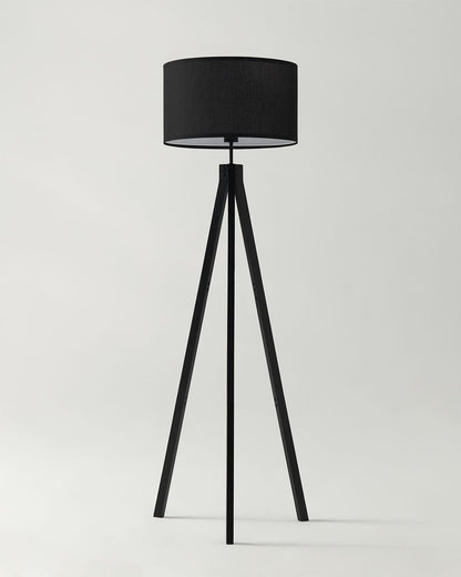 Glowmere Eden Wooden Tripod LED Floor Lamp in black