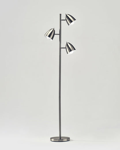 Glowmere Jacob Mid Century Three Head Floor Lamp in nickel