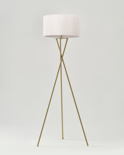 Glowmere Jaxon Crisscross Base Tripod LED Floor Lamp in brass