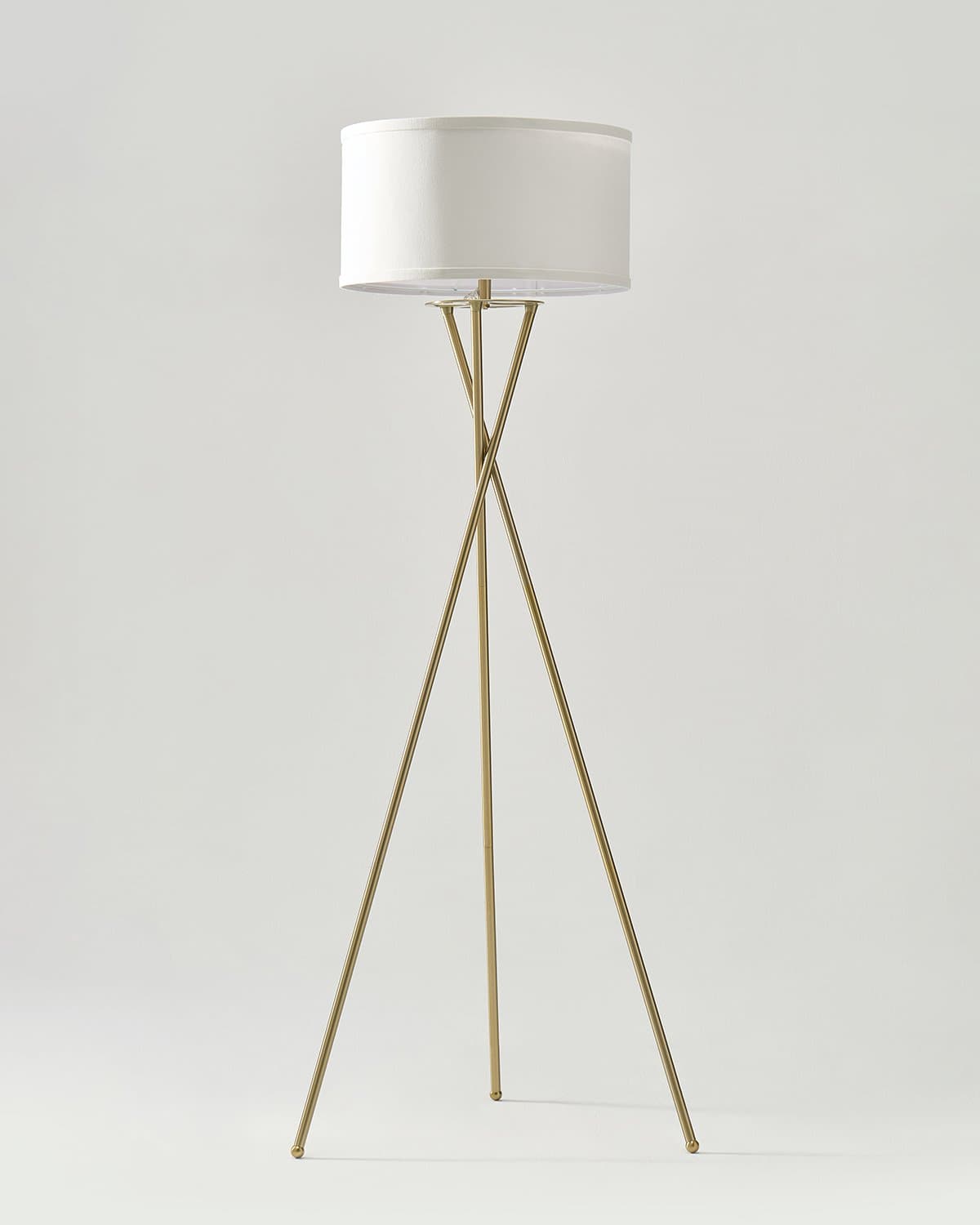 Glowmere Jaxon Crisscross Base Tripod LED Floor Lamp in brass