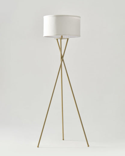 Glowmere Jaxon Crisscross Base Tripod LED Floor Lamp in brass