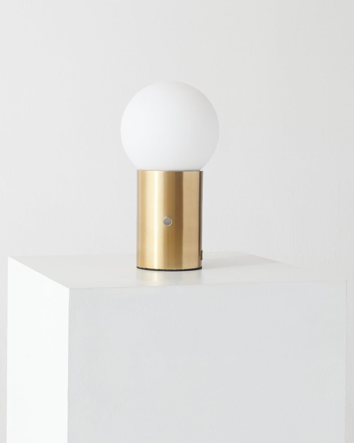 Glowmere Kai Brass Cylinder Frosted Glass Globe Table Lamp view 2