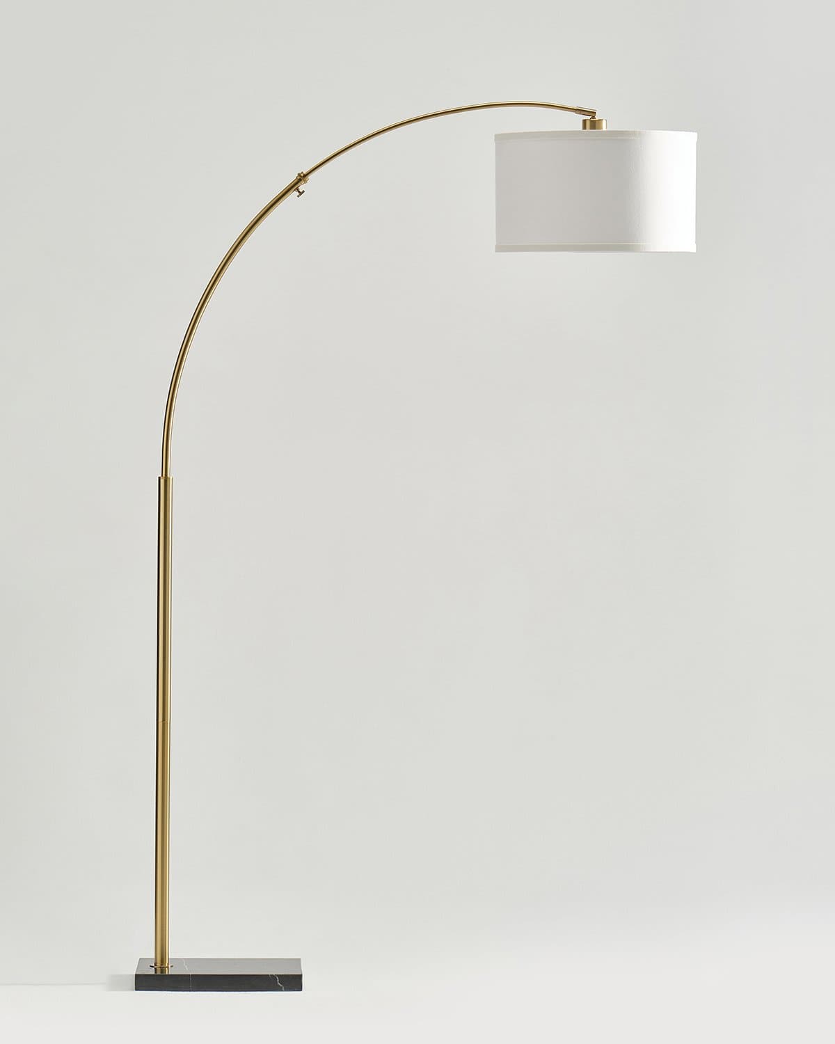Glowmere Logan Marble Base Arc Floor Lamp with Footswitch in brass