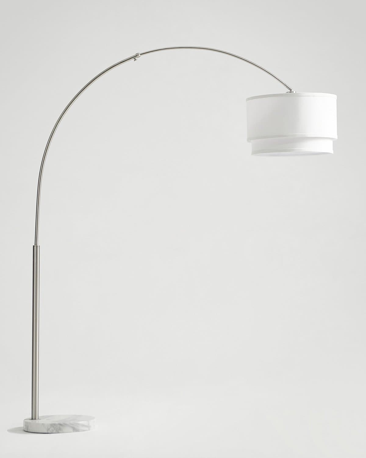 Glowmere Mason Arc LED Floor Lamp with Double Linen Shade view 2