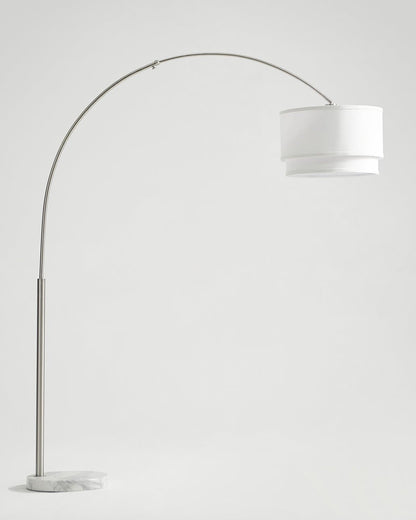 Glowmere Mason Arc LED Floor Lamp with Double Linen Shade view 2