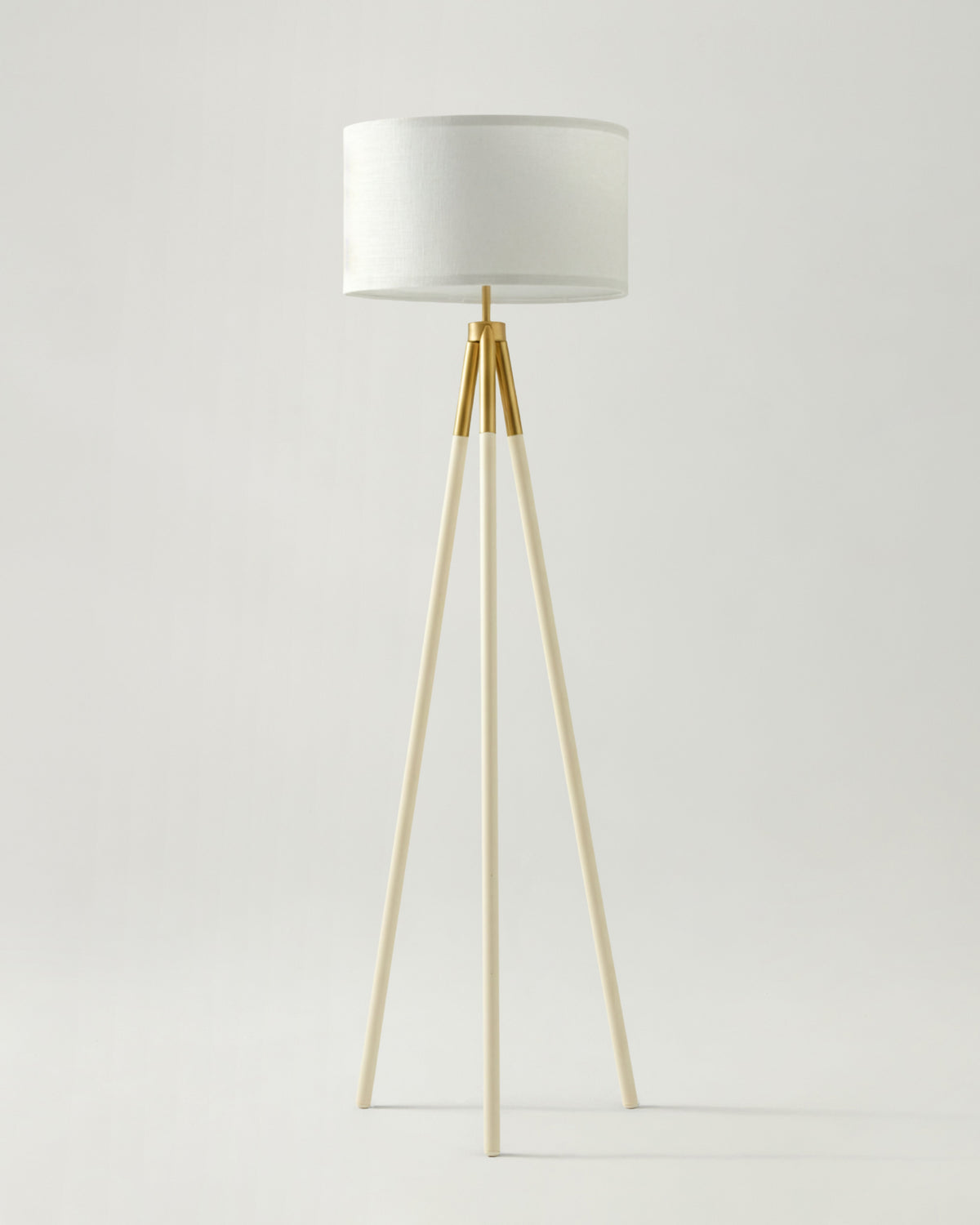 Glowmere Levi Tripod Floor Lamp with Linen Drum Shade in cream