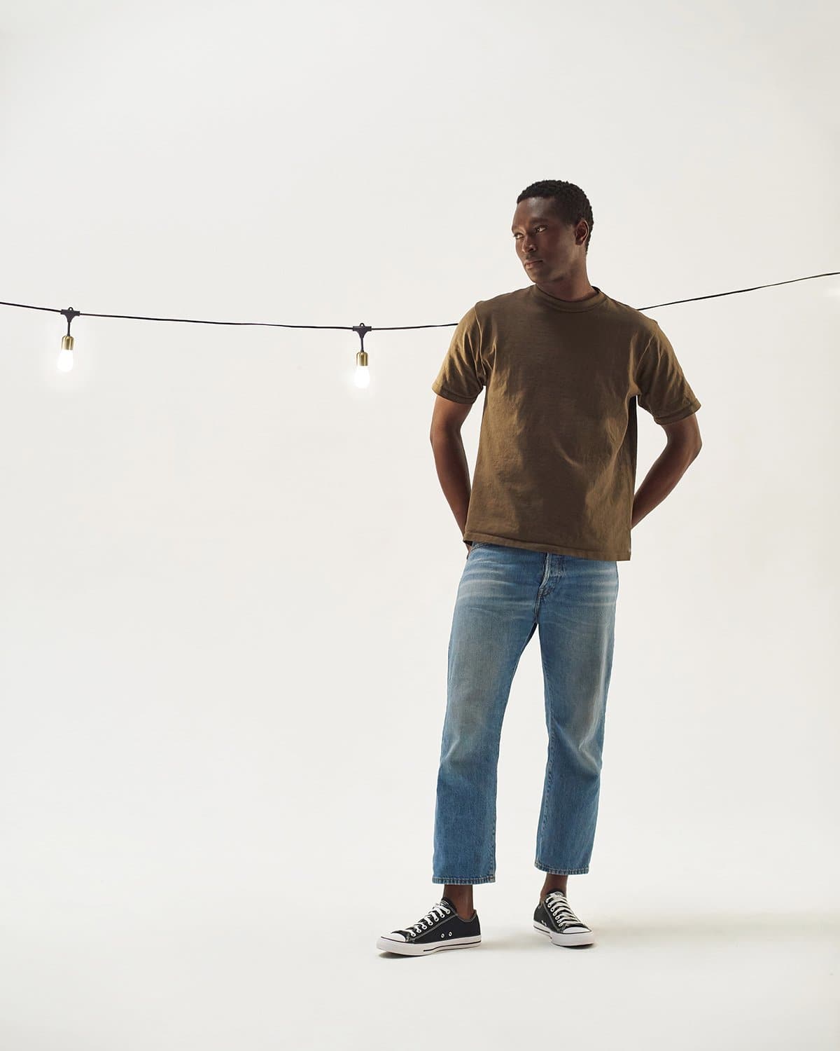 Glowmere Solar LED Hanging String Lights with Brass Sockets in brass