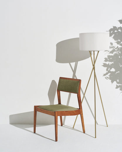 Glowmere Jaxon Crisscross Base Tripod LED Floor Lamp in brass