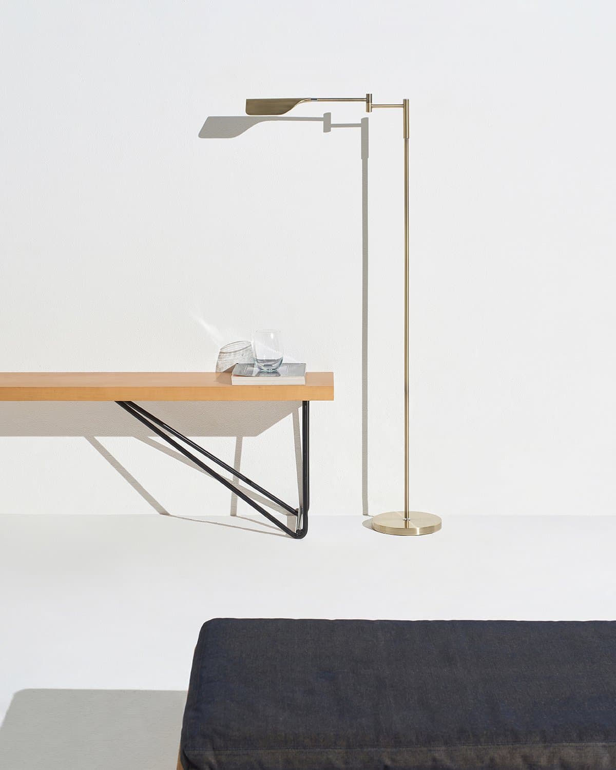 Glowmere Leaf Reading LED Floor Lamp with Touch Dimmer in brass
