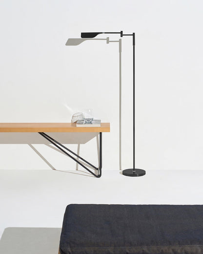 Glowmere Leaf Reading LED Floor Lamp with Touch Dimmer in black