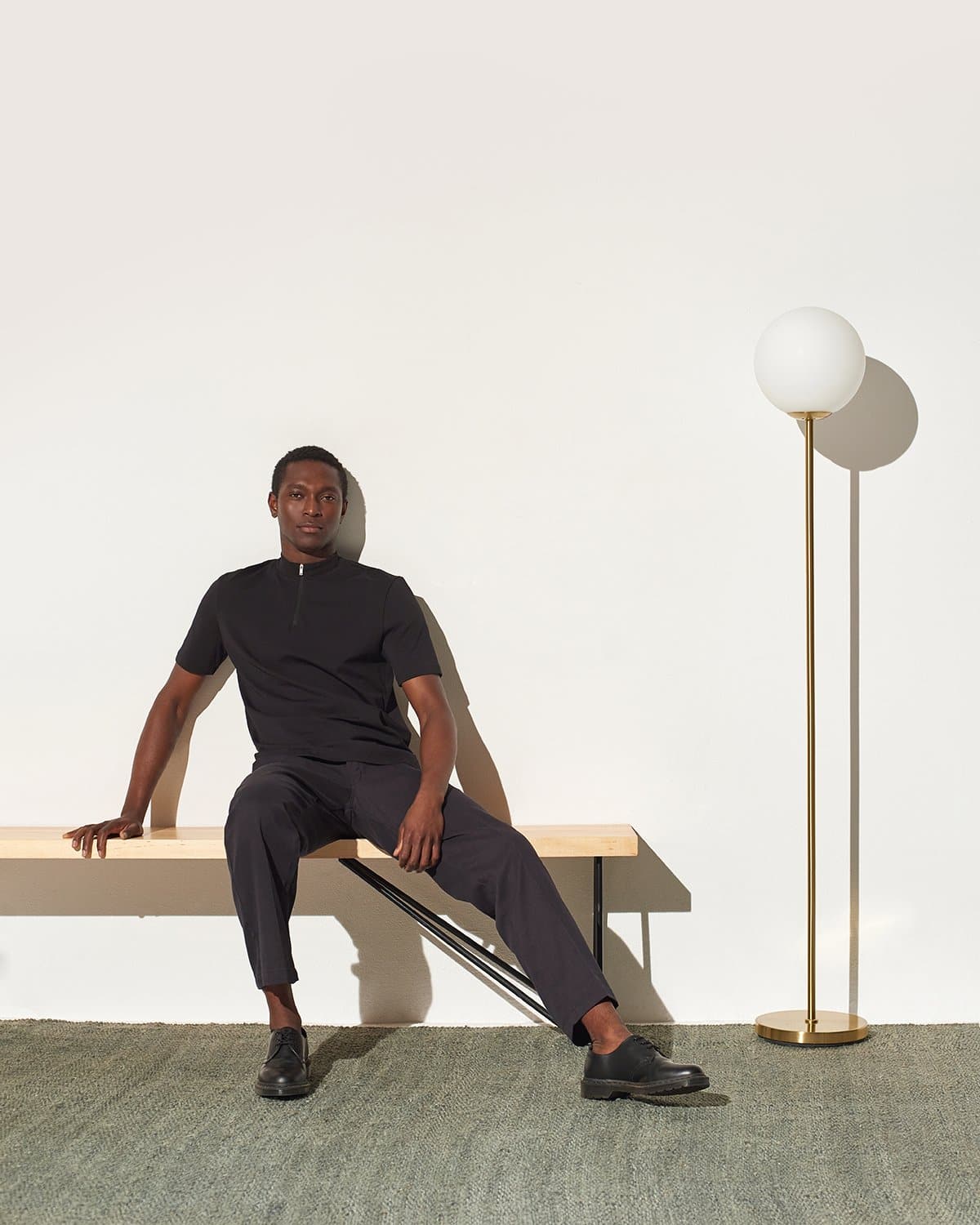 Glowmere Luna Brass Globe LED Floor Lamp in brass