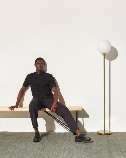 Glowmere Luna Brass Globe LED Floor Lamp in brass