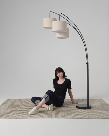 Glowmere Trilage Three Light Adjustable Arm Floor Lamp in black