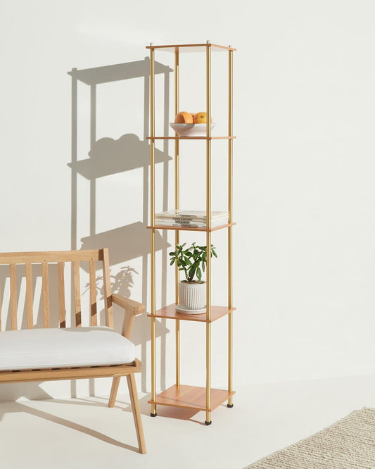 Glowmere Aria Tower Shelf Floor Lamp with Phone Charging overall view