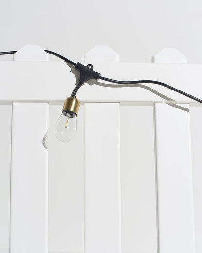Glowmere Solar LED Hanging String Lights with Brass Sockets in brass