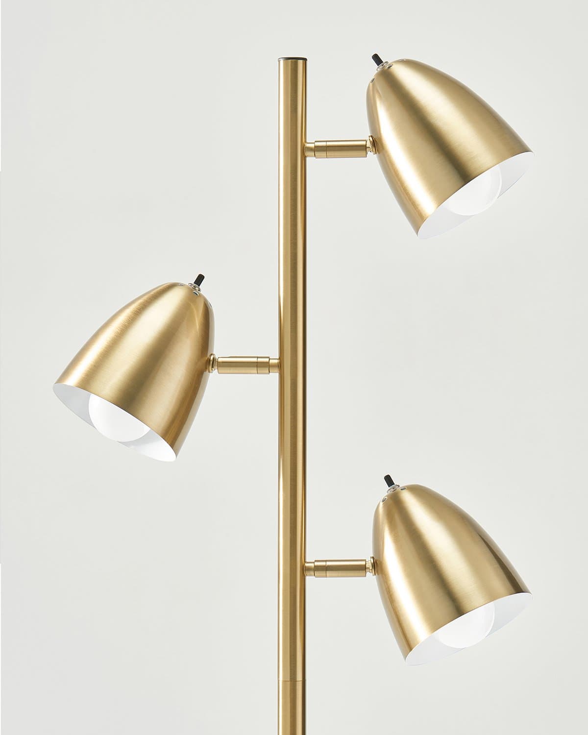Glowmere Jacob Mid Century Three Head Floor Lamp in brass