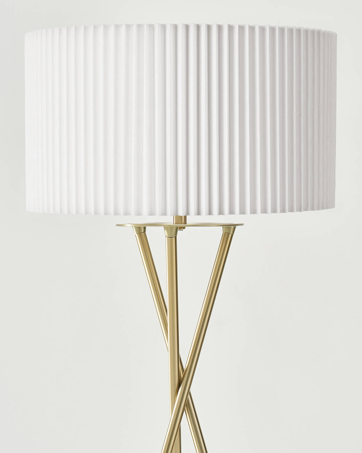 Glowmere Jaxon Crisscross Base Tripod LED Floor Lamp in brass