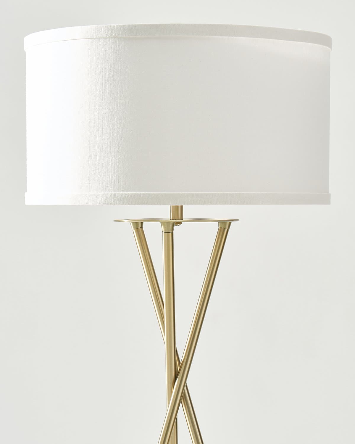 Glowmere Jaxon Crisscross Base Tripod LED Floor Lamp in brass