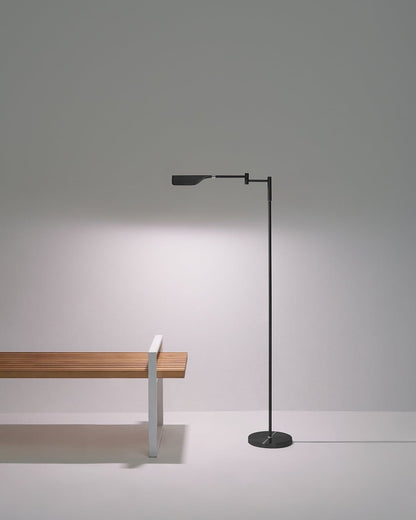Glowmere Leaf Reading LED Floor Lamp with Touch Dimmer in black