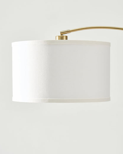 Glowmere Logan Marble Base Arc Floor Lamp with Footswitch in brass