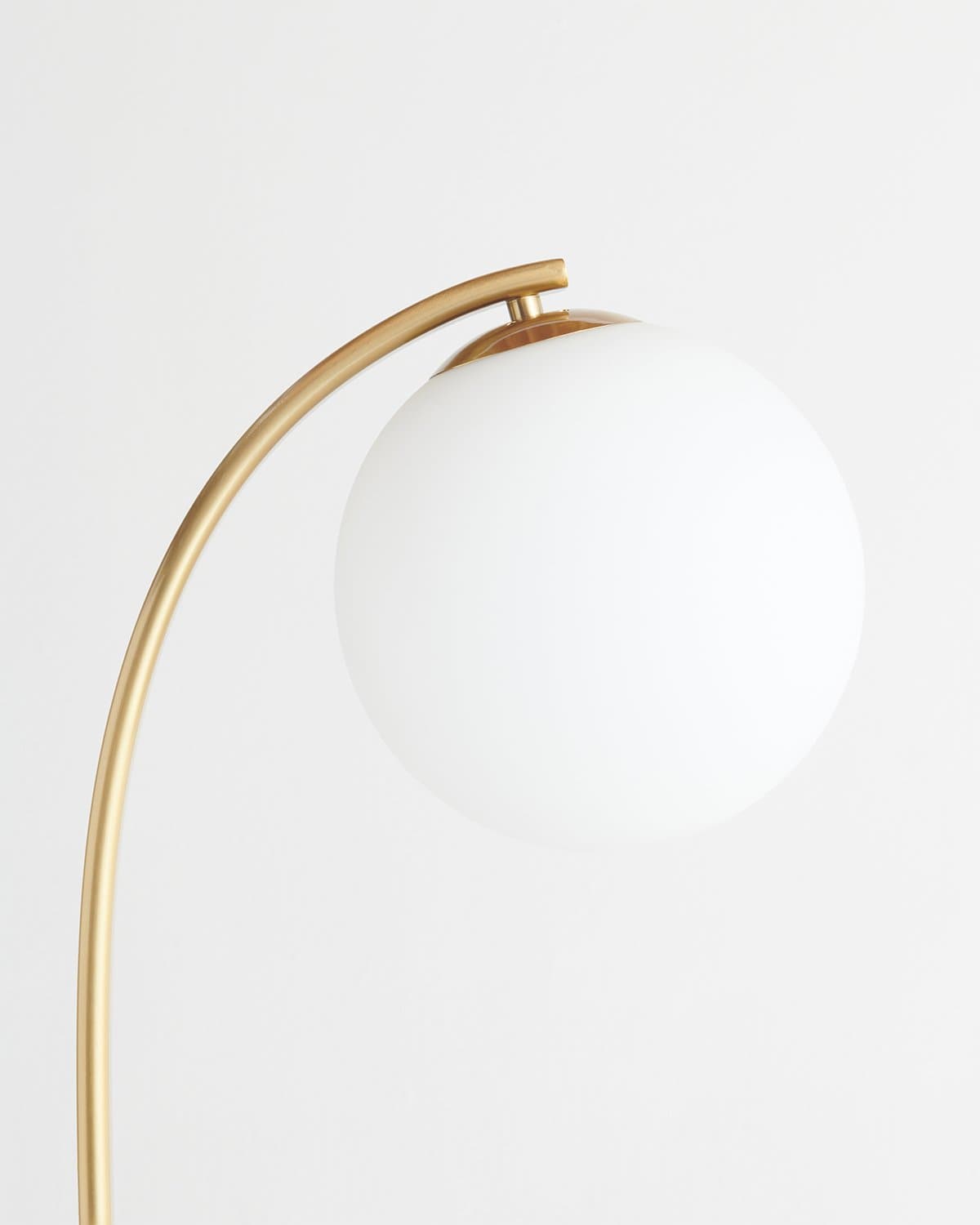Glowmere Luna Drop Marble Base Glass Globe Floor Lamp in brass