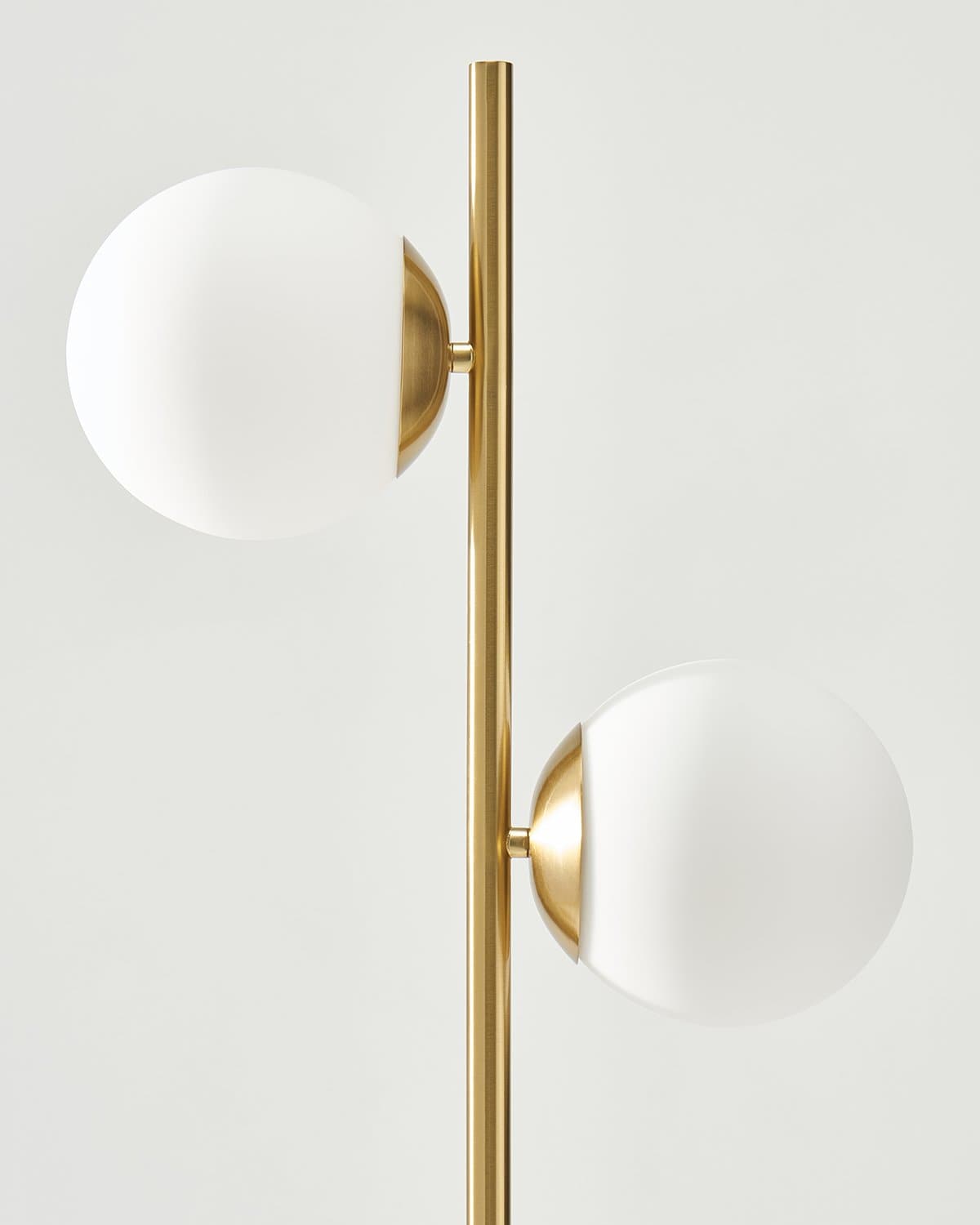 Glowmere Sphere Two Globe Frosted Glass Floor Lamp in brass