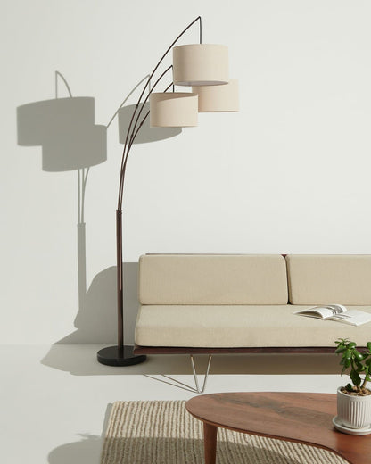Glowmere Trilage Three Light Adjustable Arm Floor Lamp in bronze