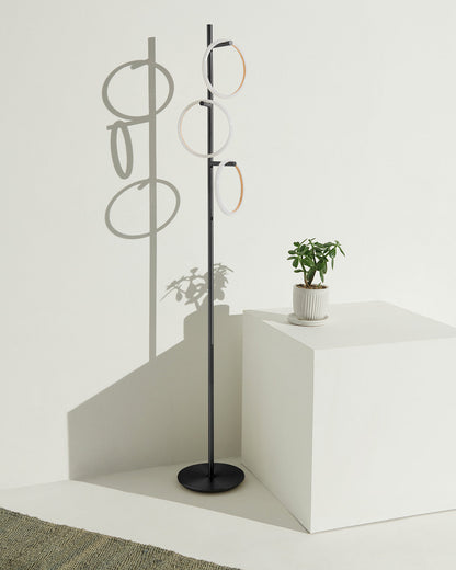 Glowmere Saturn Three Ring Pedal Switch Floor Lamp in black