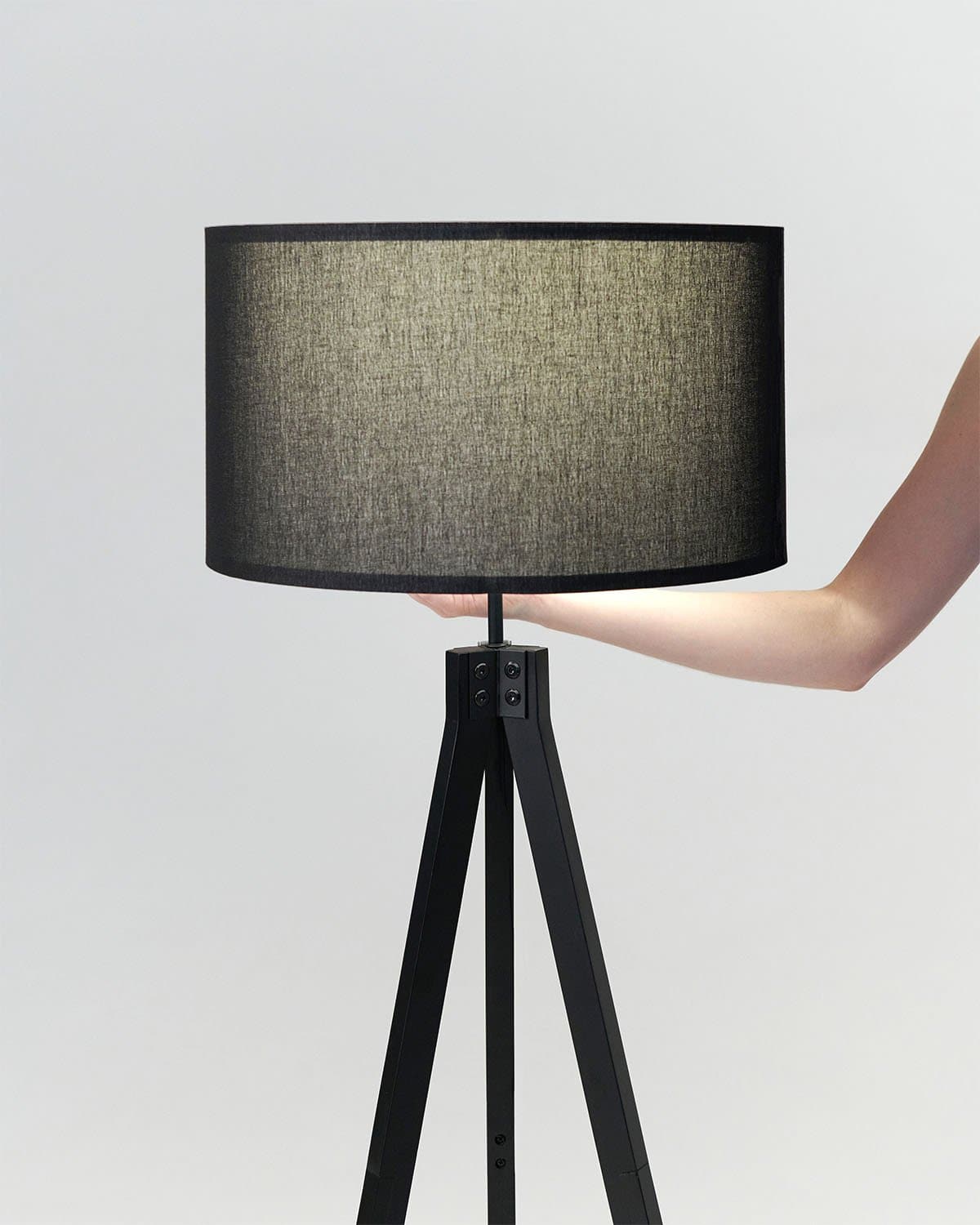 Glowmere Eden Wooden Tripod LED Floor Lamp in black