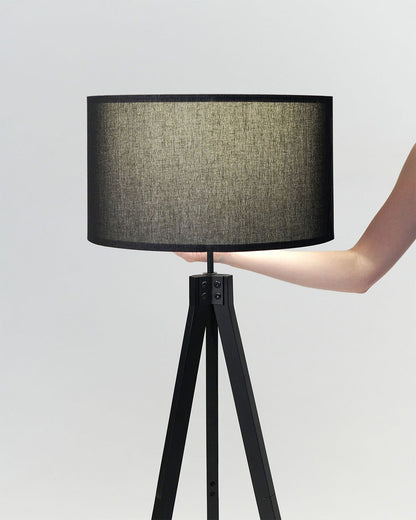 Glowmere Eden Wooden Tripod LED Floor Lamp in black