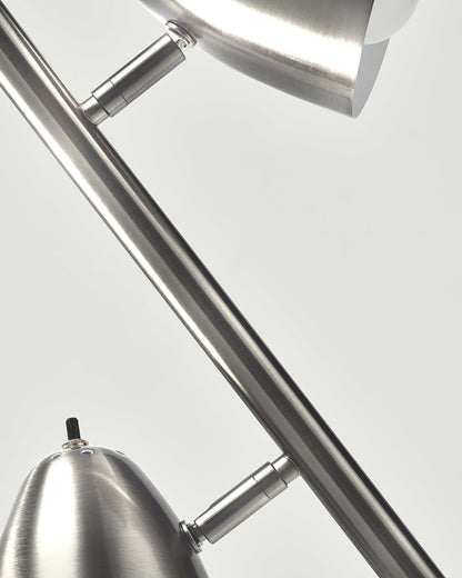 Glowmere Jacob Mid Century Three Head Floor Lamp in nickel