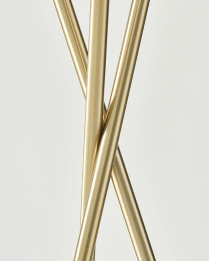 Glowmere Jaxon Crisscross Base Tripod LED Floor Lamp in brass
