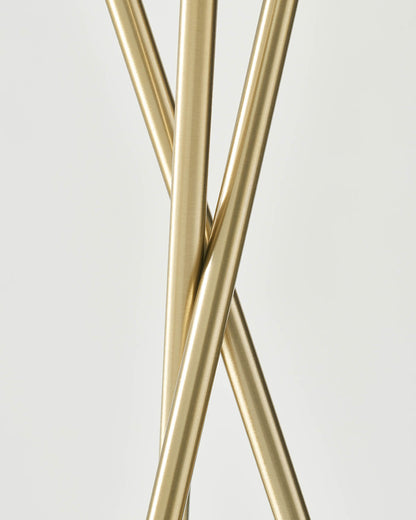 Glowmere Jaxon Crisscross Base Tripod LED Floor Lamp in brass