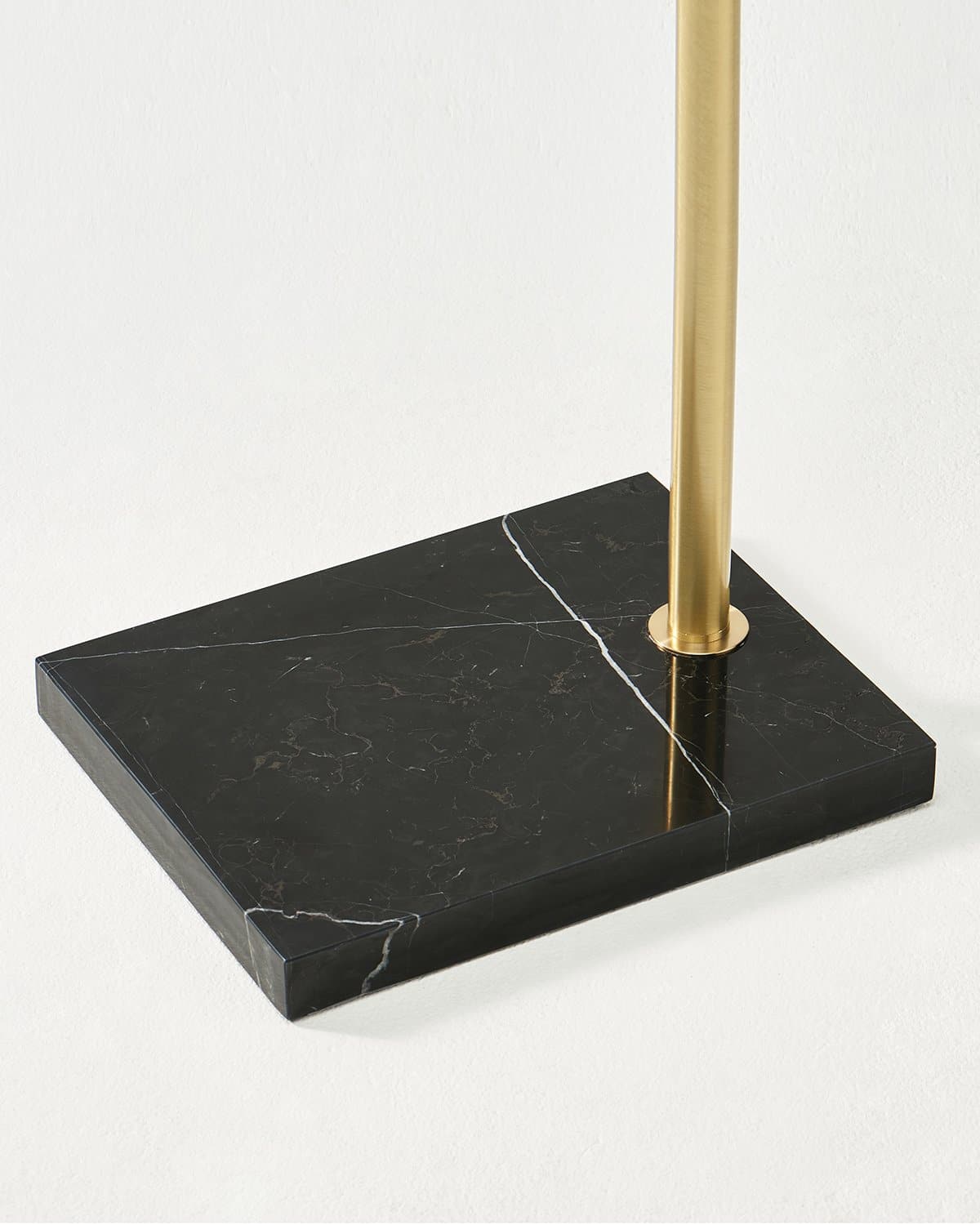 Glowmere Logan Marble Base Arc Floor Lamp with Footswitch in brass