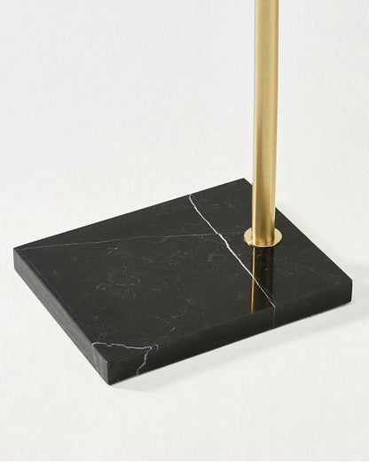 Glowmere Logan Marble Base Arc Floor Lamp with Footswitch in brass