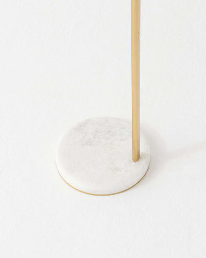 Glowmere Luna Drop Marble Base Glass Globe Floor Lamp in brass