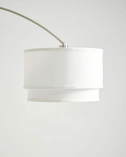 Glowmere Mason Arc LED Floor Lamp with Double Linen Shade view 6