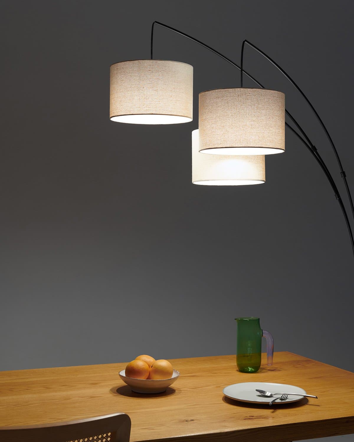 Glowmere Trilage Three Light Adjustable Arm Floor Lamp in black