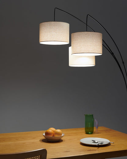 Glowmere Trilage Three Light Adjustable Arm Floor Lamp in black