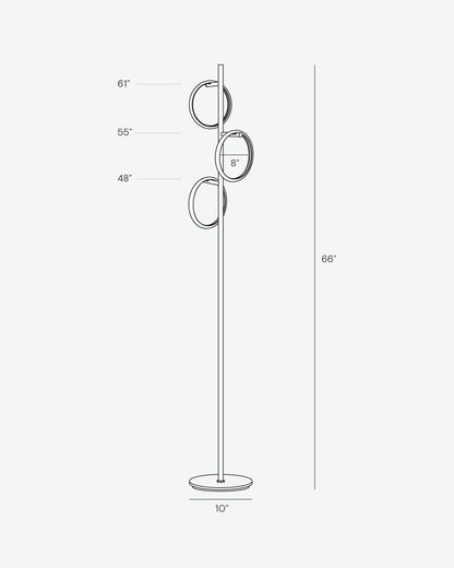 Glowmere Saturn RGB Color Changing Three Ring Floor Lamp view 7