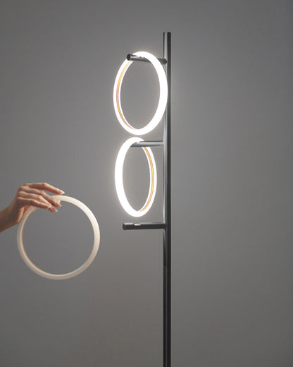 Glowmere Saturn Three Ring Pedal Switch Floor Lamp in black