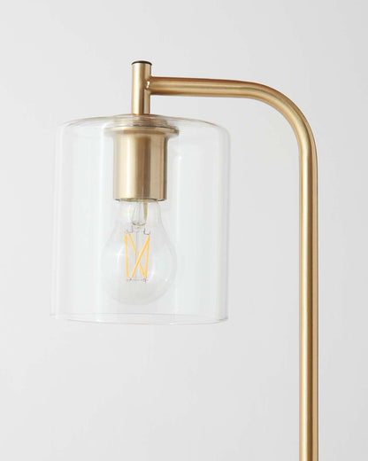 Glowmere Elizabeth Brass USB Charging Table Lamp with Glass Shade in brass