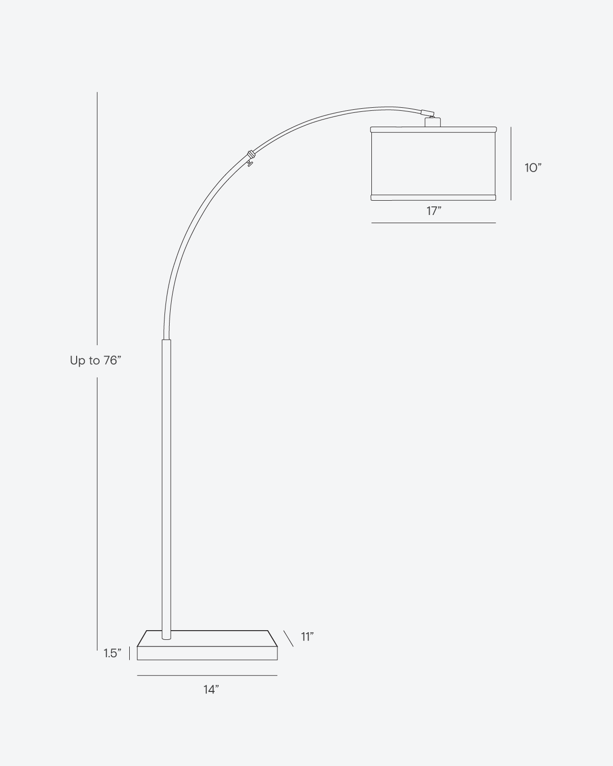 Glowmere Logan Marble Base Arc Floor Lamp with Footswitch in brass