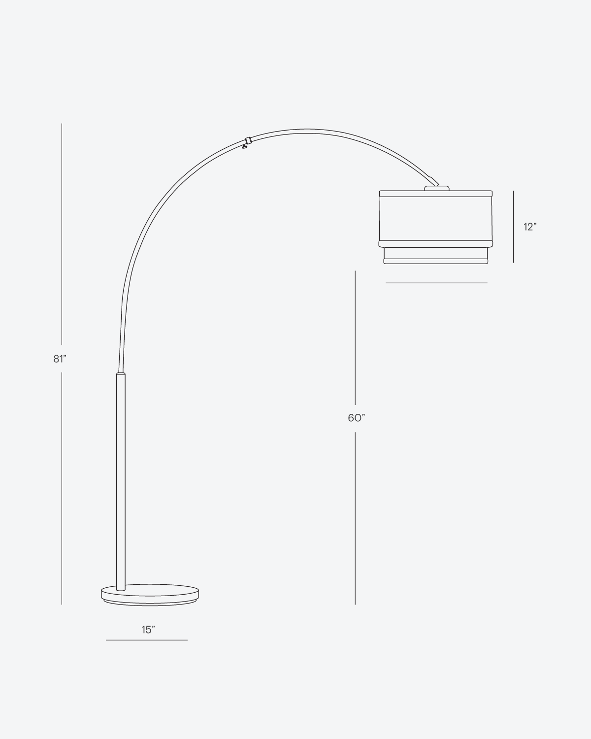 Glowmere Mason Arc LED Floor Lamp with Double Linen Shade view 9