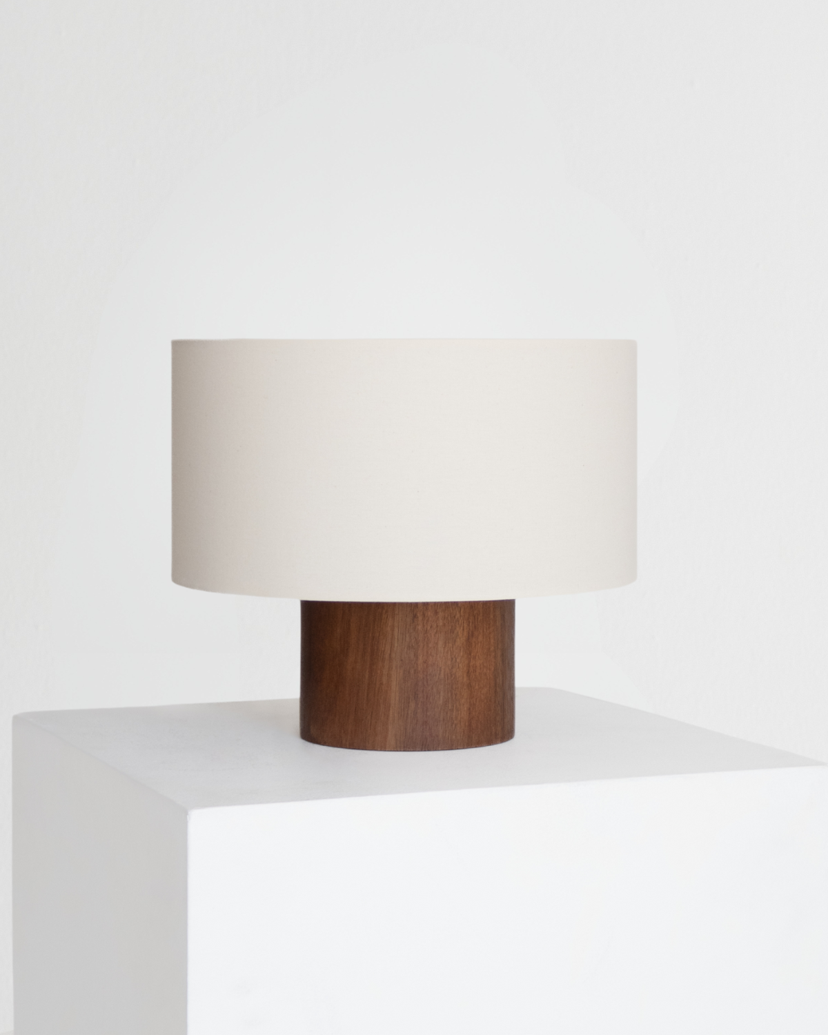 Glowmere Oliver Walnut Base Cylinder Linen Shade Table Lamp view 4