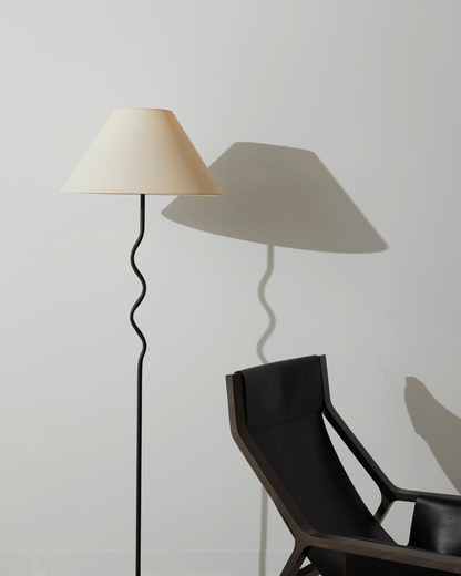 Glowmere Squiggle Curved Stem Floor Lamp with Fabric Shade view 8