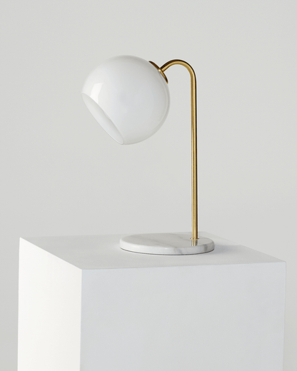 Glowmere Krystal Tilted Frosted Glass Shade Marble Base Table Lamp view 3